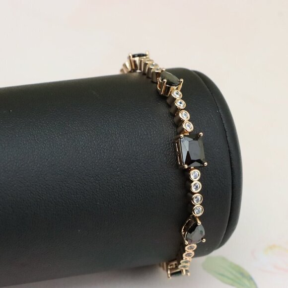 "Elegant Black & Clear Stone Rose Gold Bracelet, XPBL0824 - Picture 9 of 12
